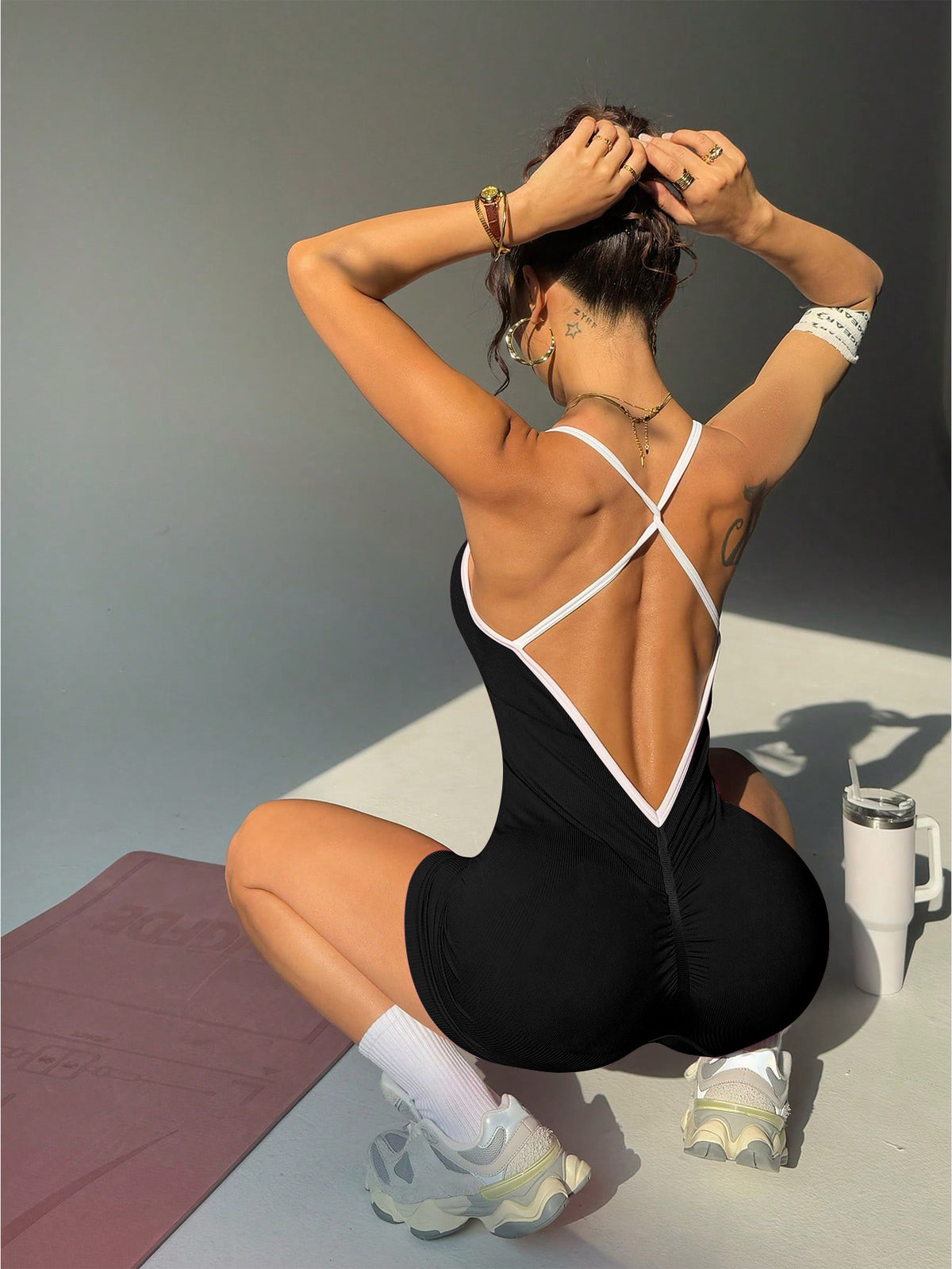 Ribbed Seamless Yoga Jumpsuit for Fitness & Workout