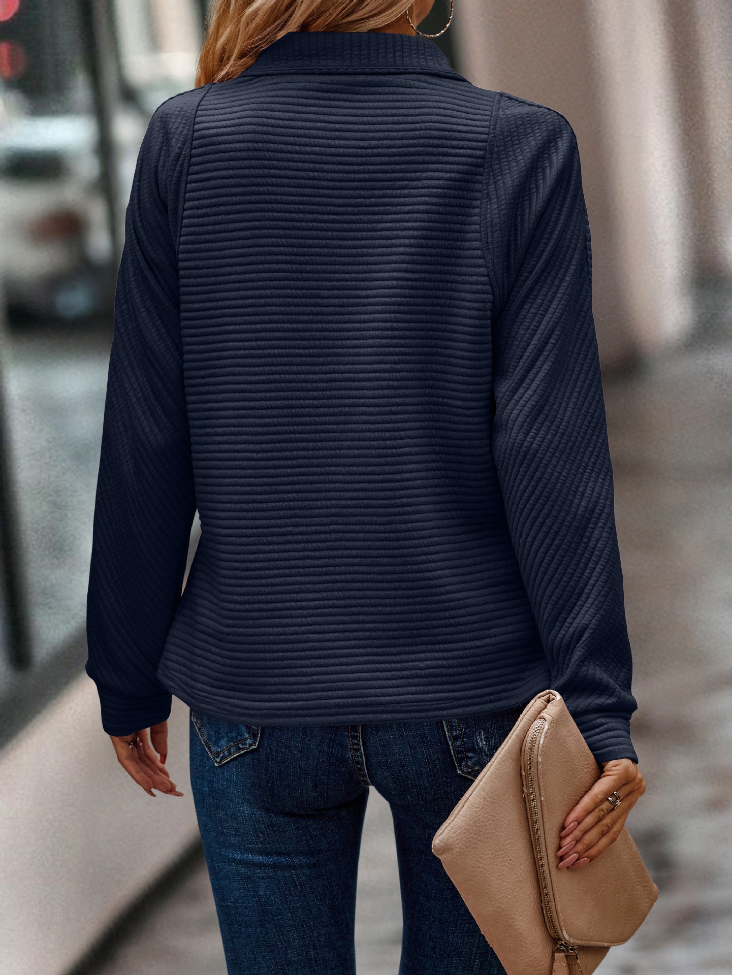 Solid Color Stand Collar Women's Knitted Sweater