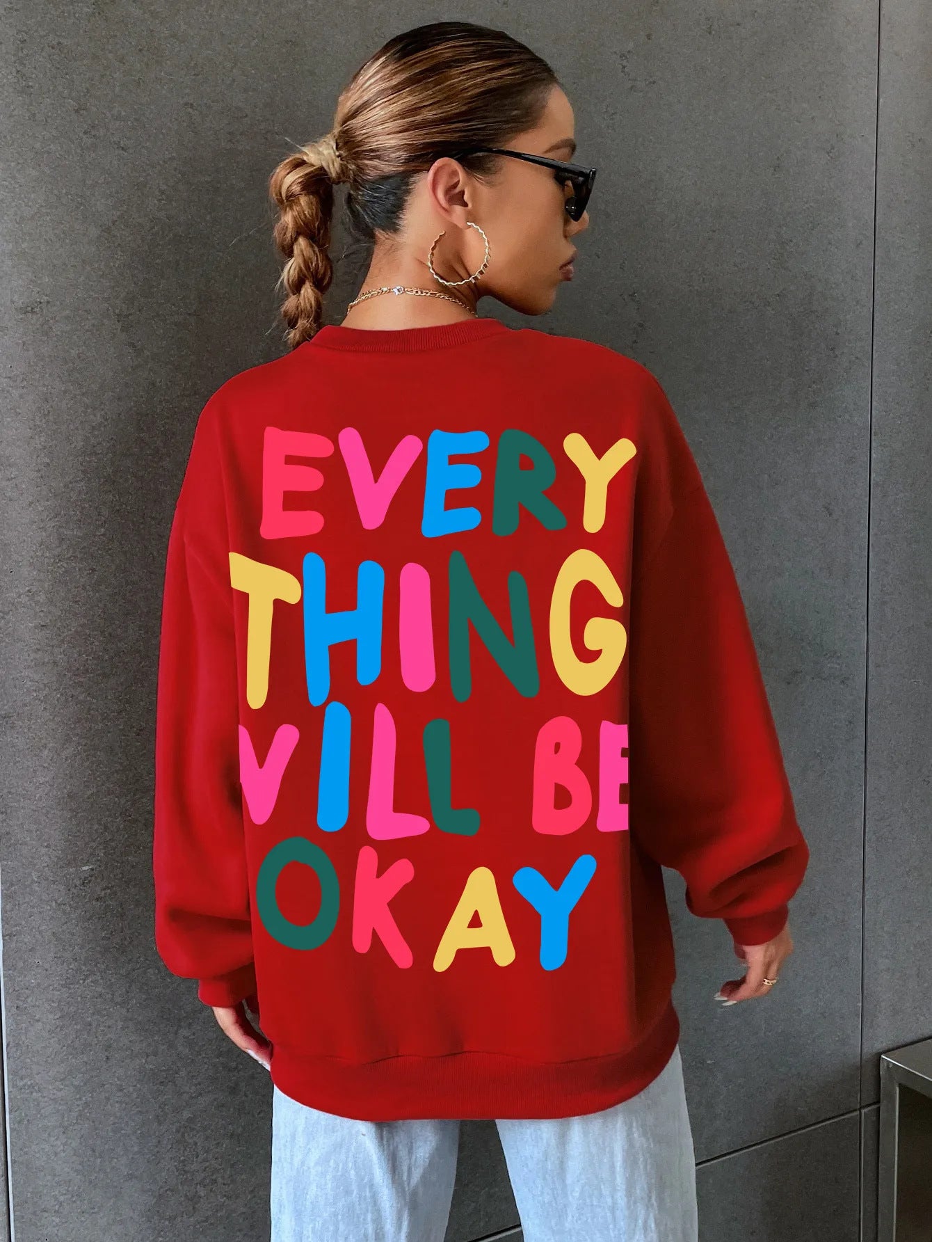 Everything Will Be Okay Letter Printed Women's Sweatshirt