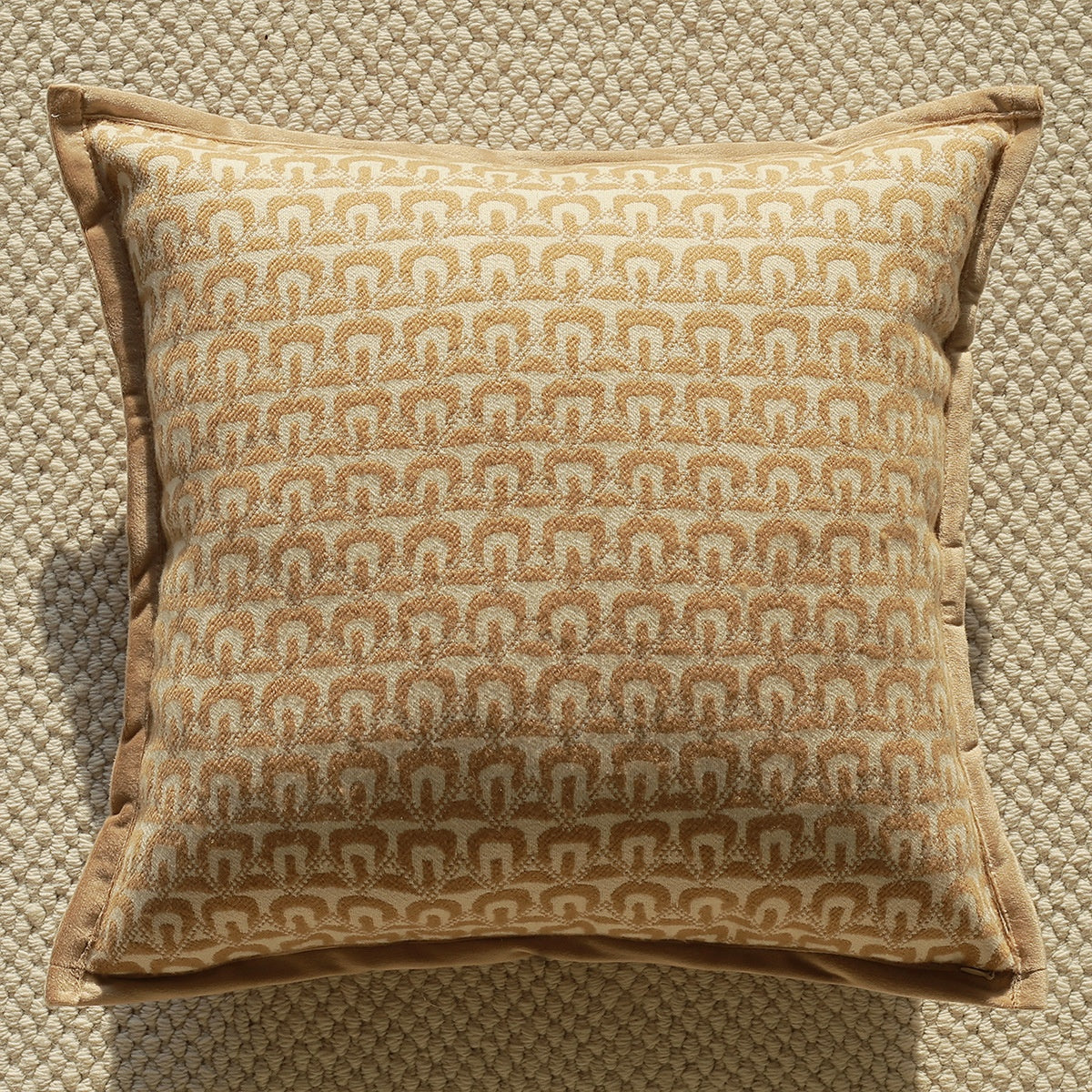 Brown Sofa Cushion Cover & Lumbar Pillow - Geometric Cotton Throw Pillow
