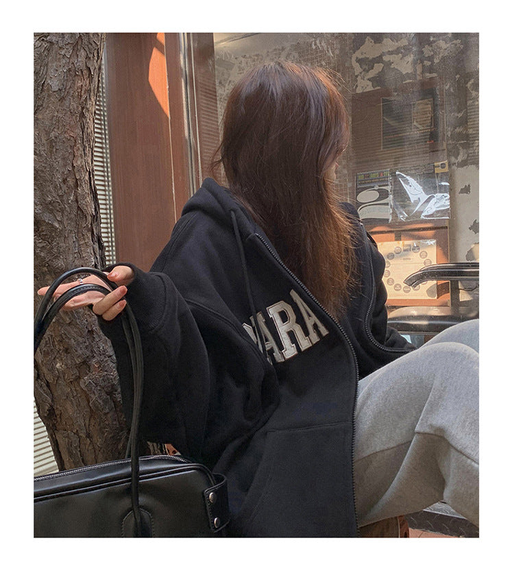 Plush Hooded Cardigan Sweater for Women