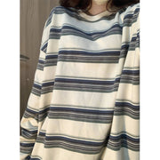 Milky White Striped Oversized Couple Sweater