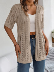 Women's Hollow-Out Short Sleeve Knit Cardigan – UPF30+ Cover