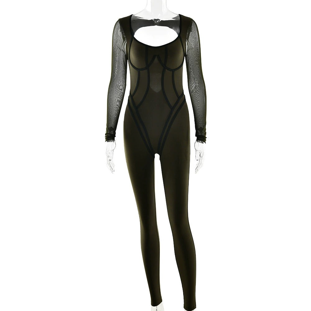 High-Stretch Long-Sleeve Sports Jumpsuit for Women