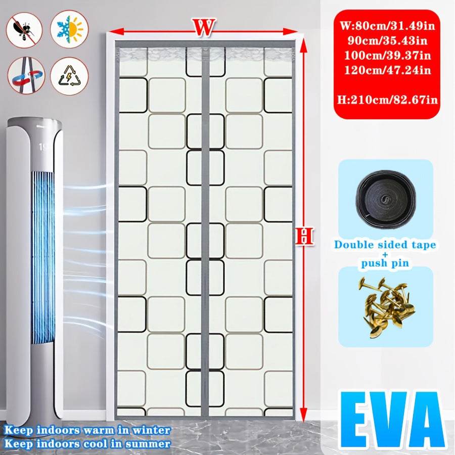Classic Country-style Eva Polyethylene Air Conditioner Door Curtain, Magnetic Closure, Windproof, Blocks Cold Air, Smoke Barrier, Easy to Install, Suitable for All Seasons, Waterproof, Unlined, Plain