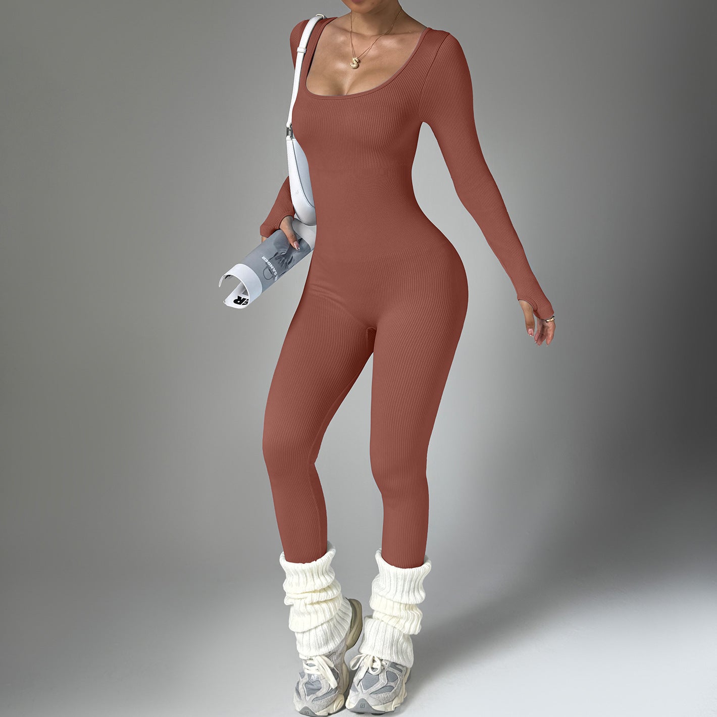 Seamless Long Sleeve Fitness Yoga Bodysuit