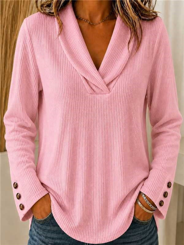 Fashionable Womens Solid-color Crew-neck Casual Sweater