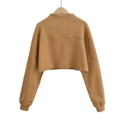 Women's Casual Half-Zip Solid Color Short Sweatshirt