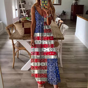 Womens 3d Digital-print Flag Strap Dress