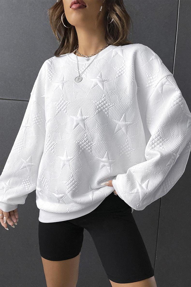 Geometric Casual Loose Round Neck Pullover for Women