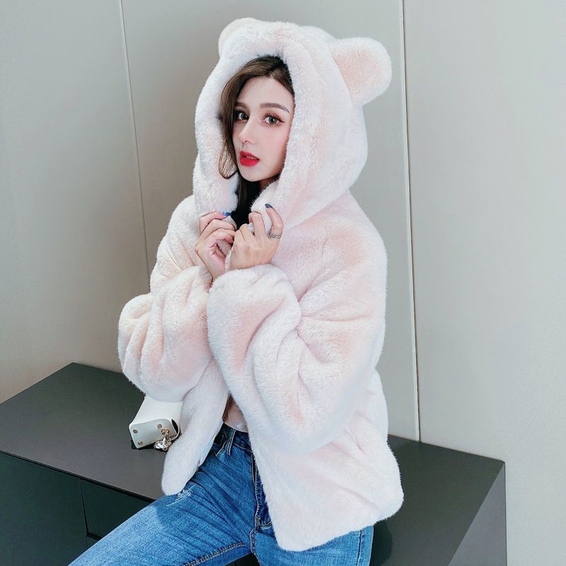 Women's Hooded Thickened Plush Winter Coat