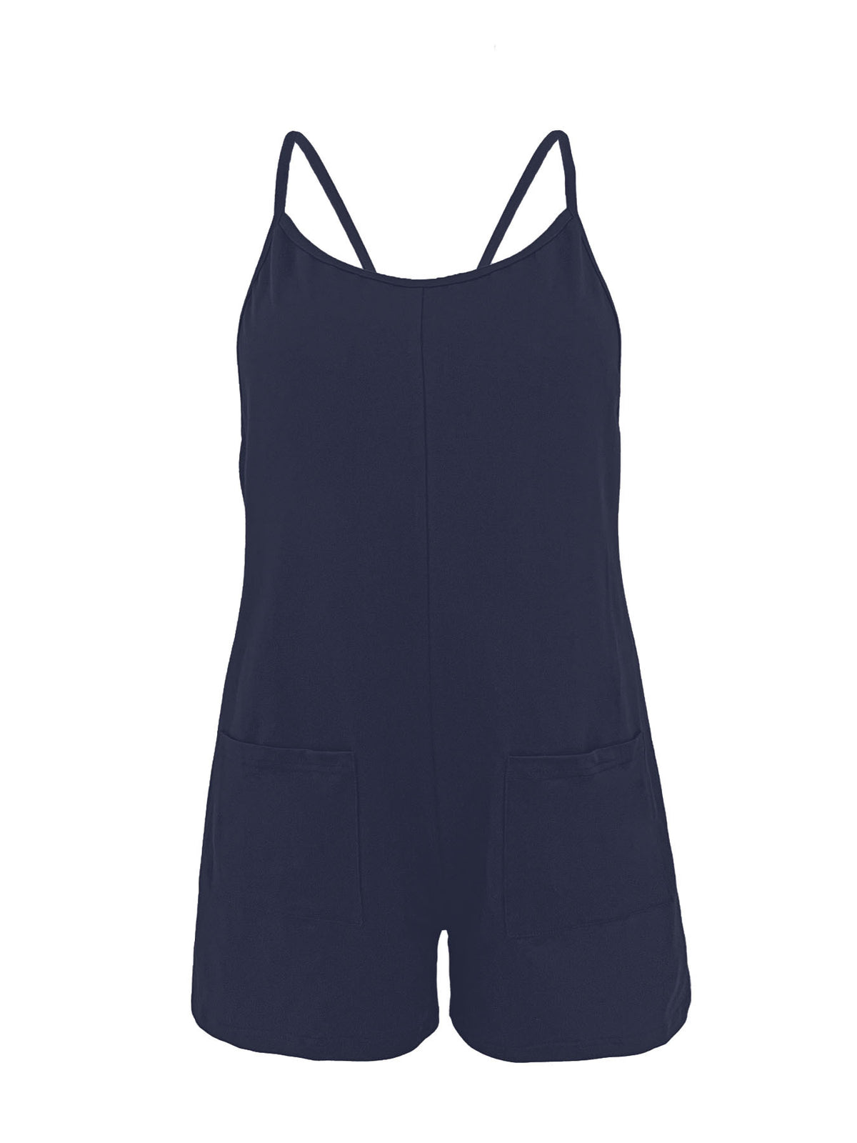 Casual Fake Two-Piece Spaghetti Strap Pocket Jumpsuit Romper