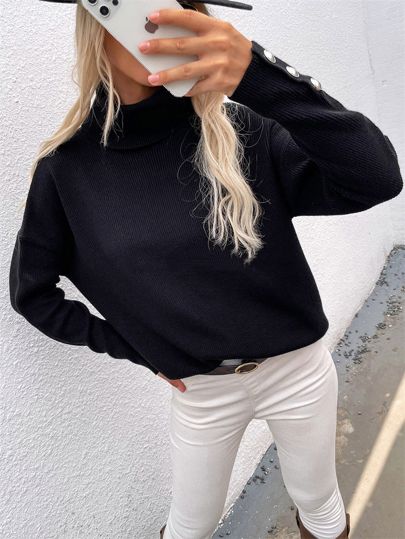 Cozy High-Neck Multi-Panel Pullover Sweater