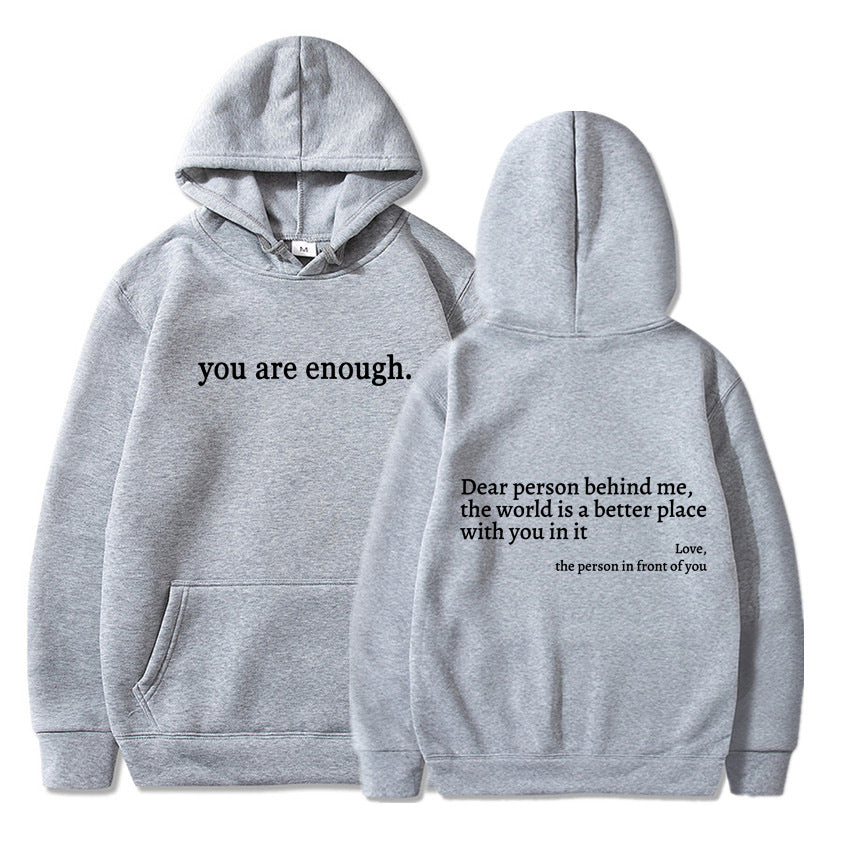 Cozy Fleece-Lined Letter Print Drawstring Hoodie