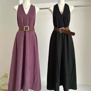 Womens Summer Purple Halterneck Backless V-neck Dress