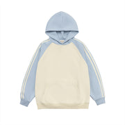 Unisex Contrast Stripe Raglan Pullover Casual Sweatshirt
