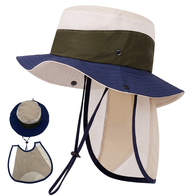Toddler Sun Hat with Patchwork Design and Detachable Shawl