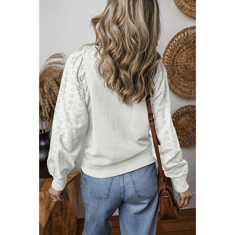 Textured Patchwork Long Sleeve Pullover