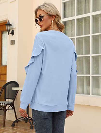 Chic Pleated Long Sleeve Round Neck Casual Women's Sweater