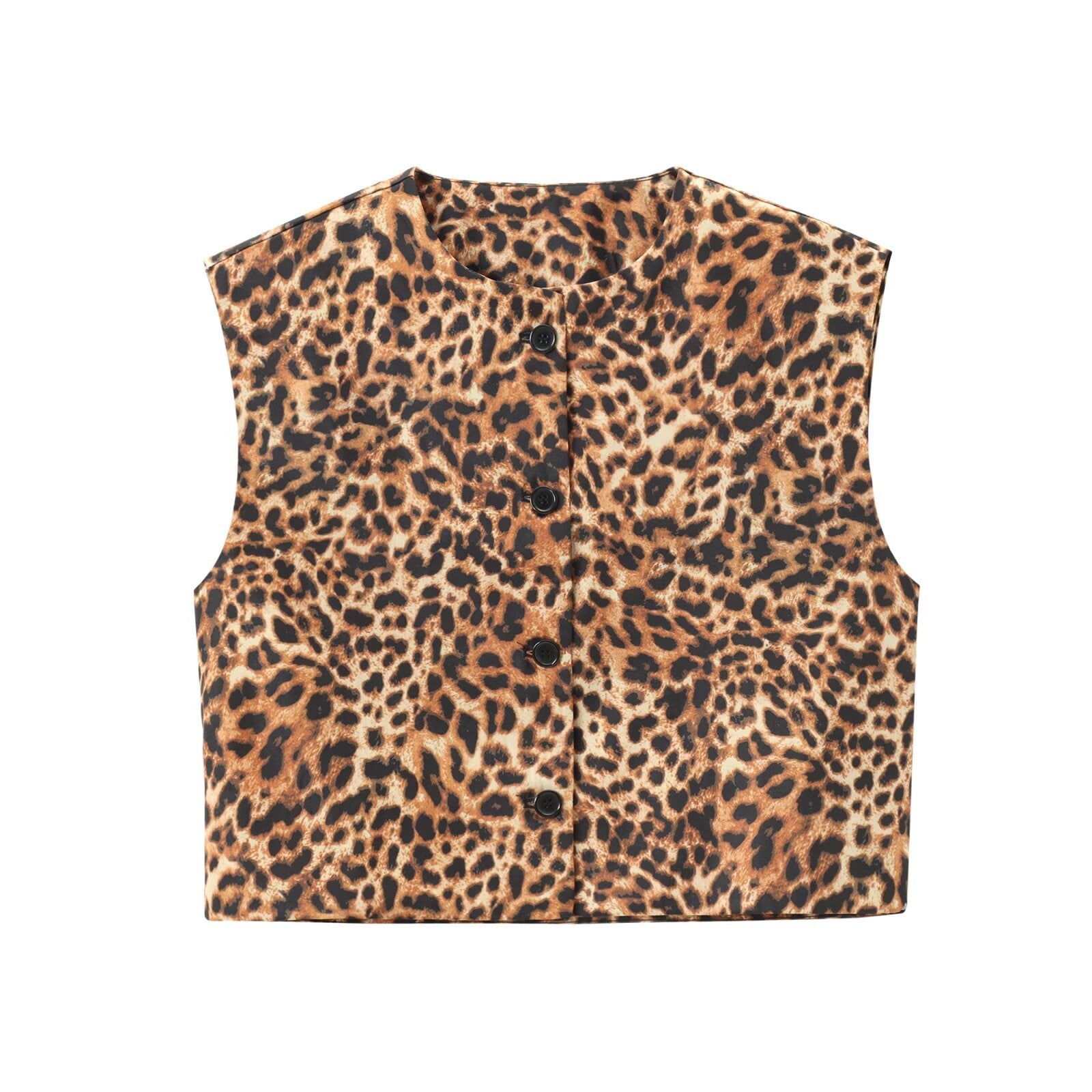 Fashion Solid Color Decorated Row Button Sleeveless Vest Top