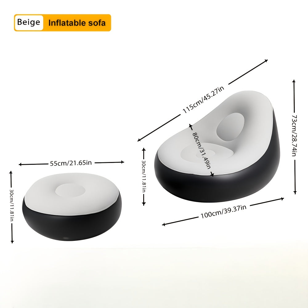 [Inflatable Bean Bag Chair] Inflatable Bean Bag Chair with Footrest, Plush Surface, Comfortable Inflatable Sofa for Adults, Ideal Christmas Gift