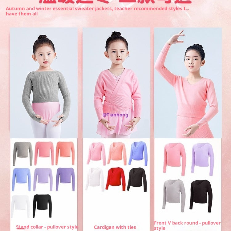 Girls' Autumn and Winter Solid Color Casual Ballet Jacket