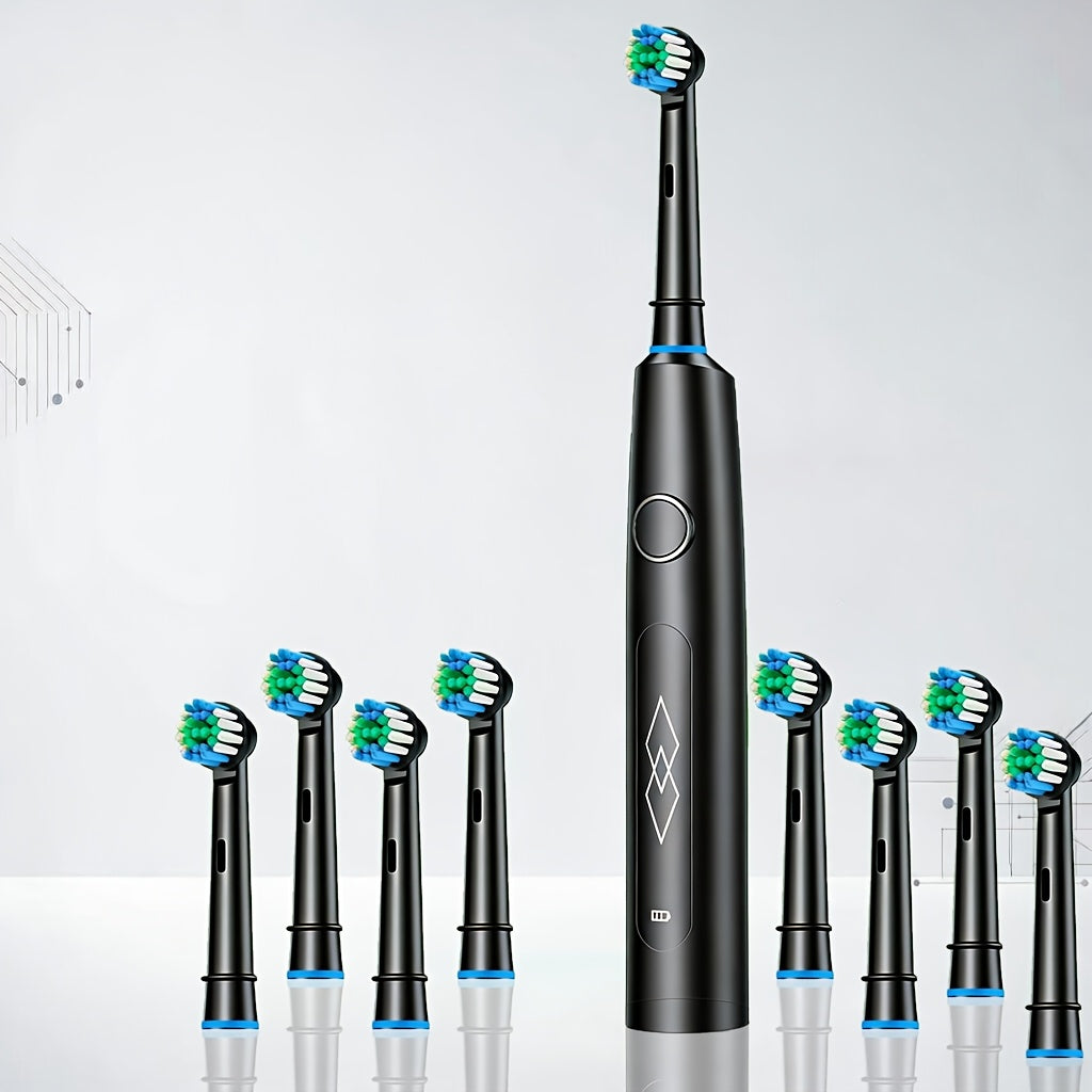 Sleek Black USB Rechargeable Sonic Electric Toothbrush with Soft Bristles, 5 Cleaning Modes and 4 Bonus Brushes