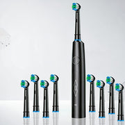 Sleek Black USB Rechargeable Sonic Electric Toothbrush with Soft Bristles, 5 Cleaning Modes and 4 Bonus Brushes