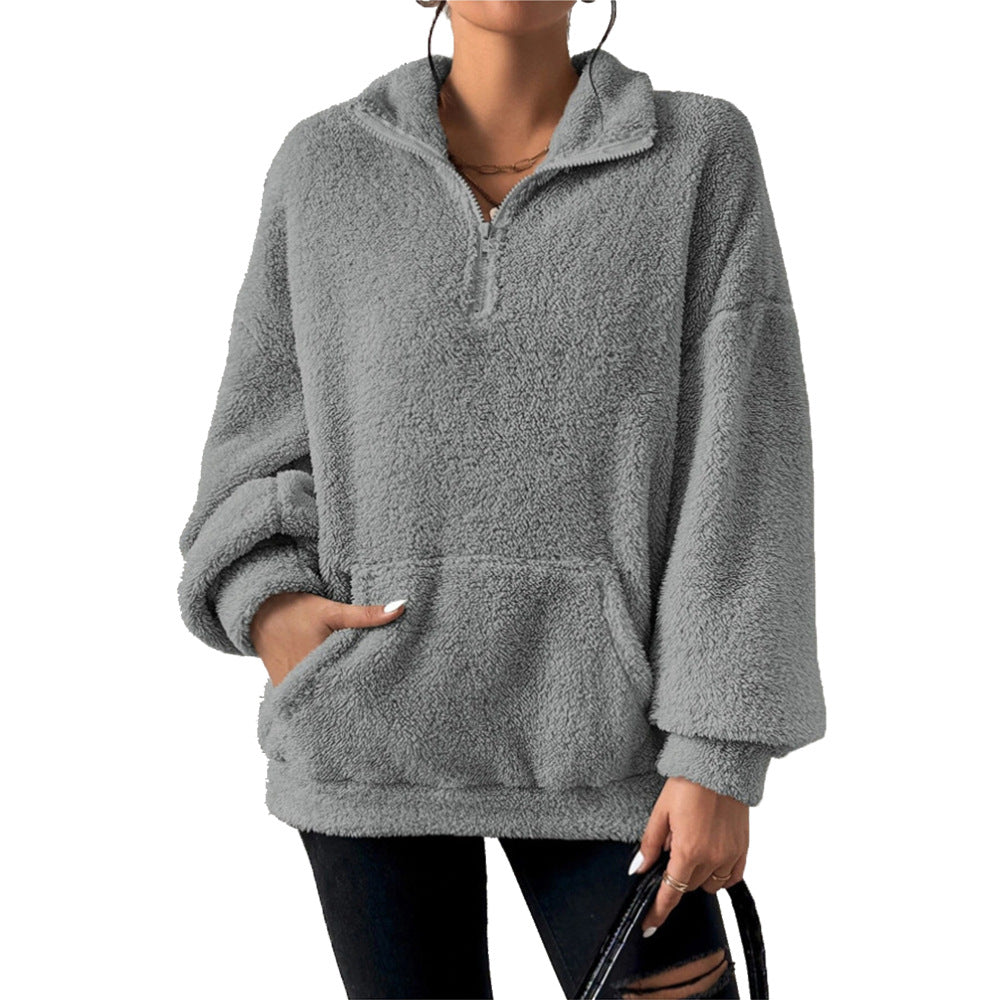 Autumn And Winter European And American Velvet Stand Collar Sweater