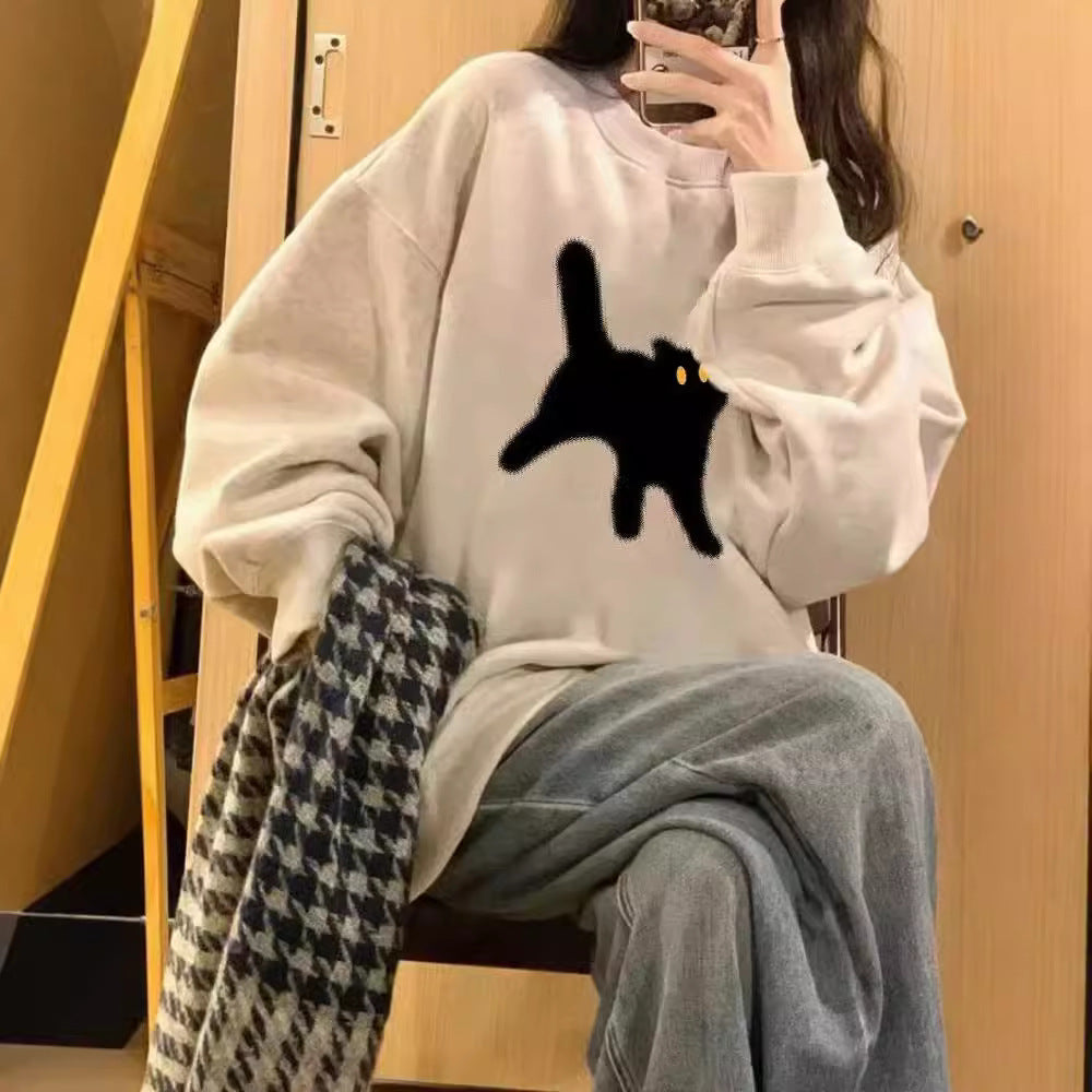 Retro Oversized Crewneck Sweater for Women
