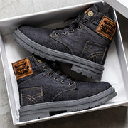 Men's Vintage Chunky Lug Sole Combat Ankle Boots – Lace‑Up Platform Short Booties, Non‑Slip Outdoor Shoes