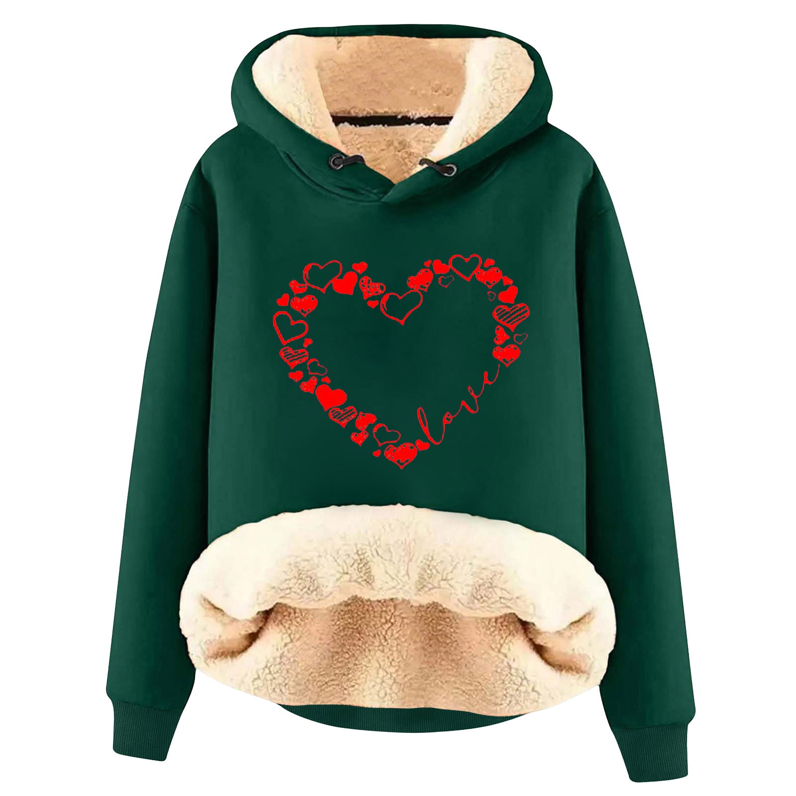 Fleece-Lined Warm Loose Hooded Pullover Sweatshirt