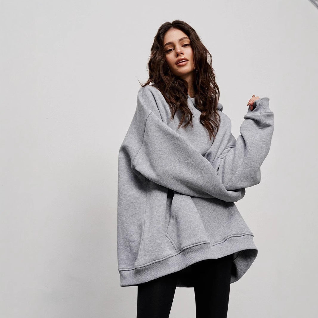 Cozy Fleece-Lined Kangaroo Pocket Drawstring Hoodie