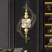 39.4" 3D Modern Metal Oversized Wall Clock with Golden Geometric Frame for Living Room