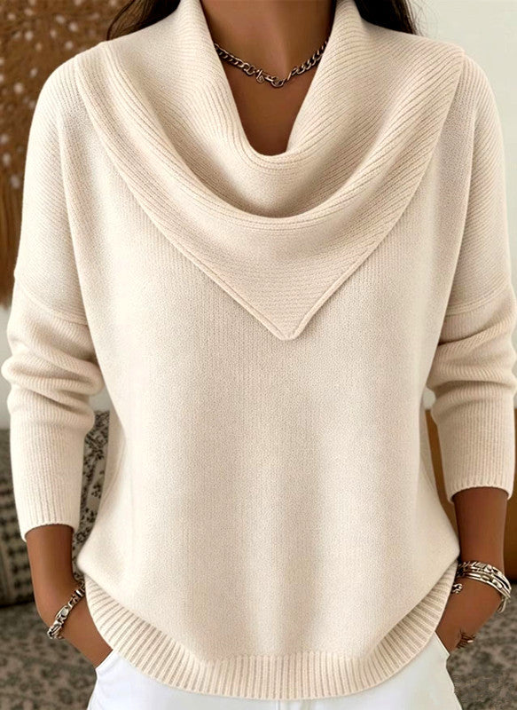 Womens Solid-color Long-sleeve Sweater Top