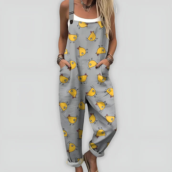 Women's Casual Printed Suspender Pants