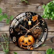 2D flat1 Elegant Glass Silent Wall Clock, Golden Hands and Black Dial- Large Round Modern Minimalist Design, Golden Numbers, Black Hands, Golden Center Decoration Suitable Home, Office, Bedroom- Halloween and Year-Round Decorative Clock(Batt, Bedroom