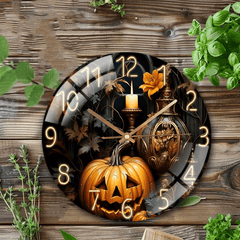 Minimalist round glass wall clock with golden hands