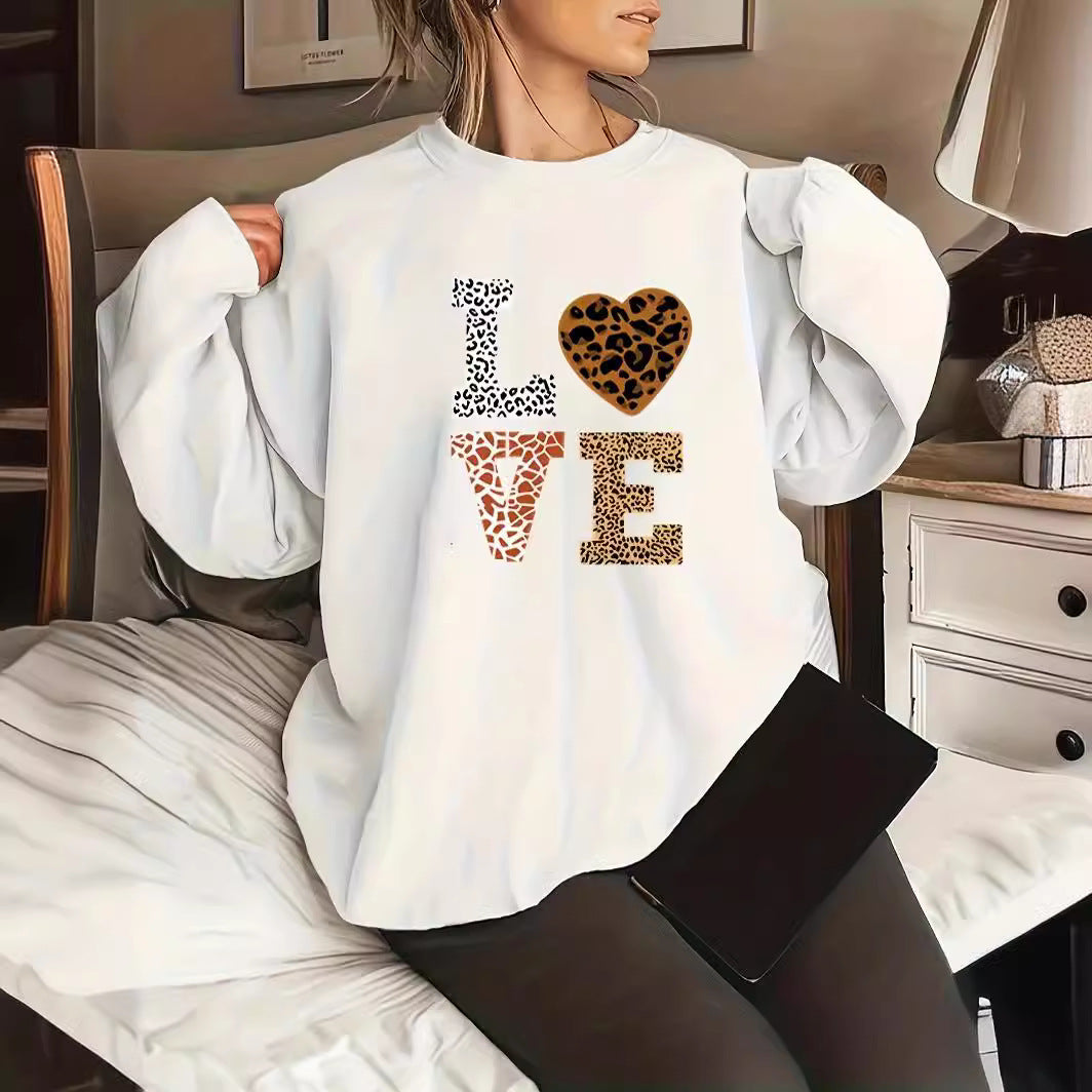 Plus Size Leopard Heart Sweater for Women