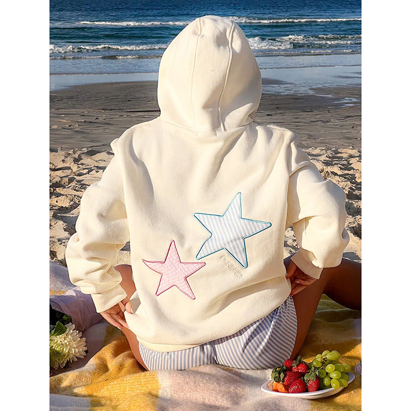 Trendy Embroidered Hooded Pullover Sweater for Women
