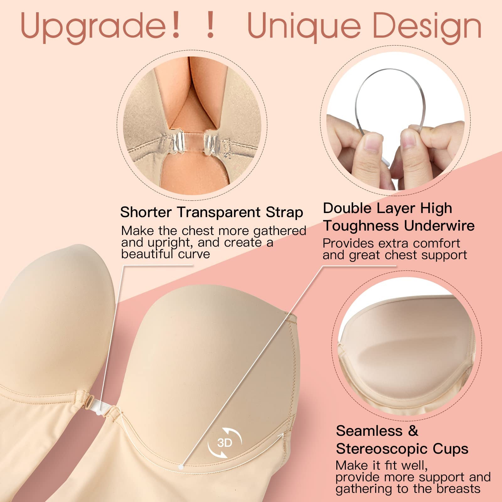 Deep-V Invisible Strap Push-Up Shapewear Bodysuit