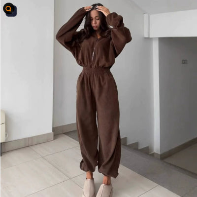 Women's Casual Long Sleeve Elastic Waist Jumpsuit
