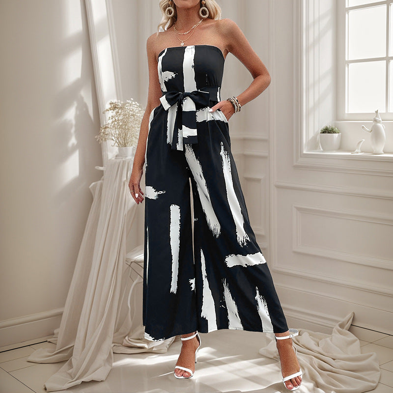 Women's European And American-style Printed Tube Top Jumpsuit