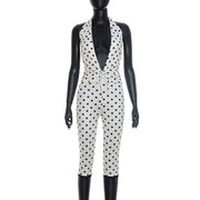 Sexy Polka-dot Halter-neck Backless Tie-detail Jumpsuit