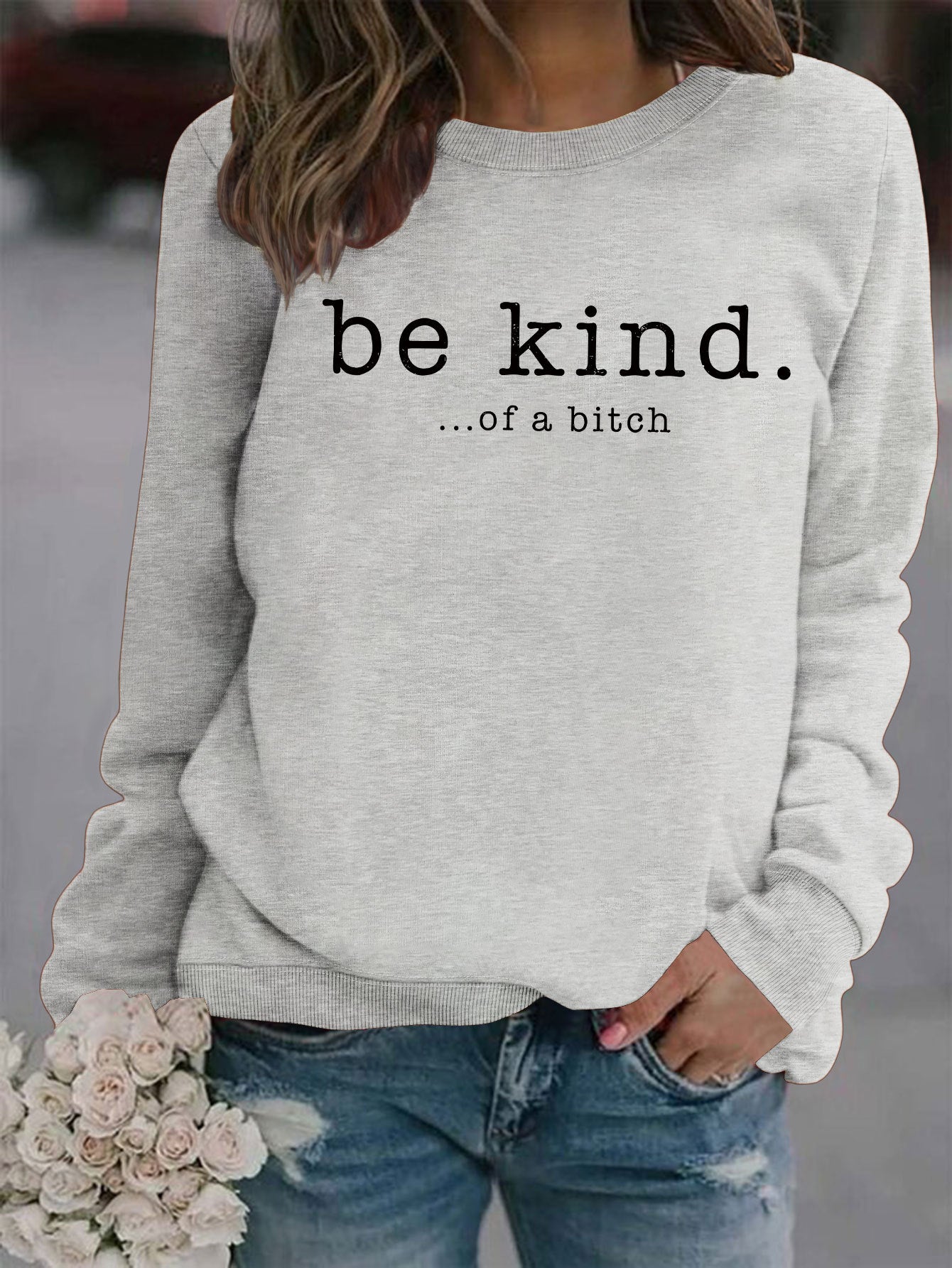 Women's Casual Printed Round Neck Pullover Hoodie