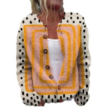 Geometric 3D Print Casual Cardigan Sweater