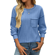Striped Brushed Pocket Tee for Women