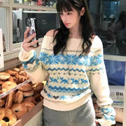 Off-shoulder Sweater Women's Vintage Knit Top