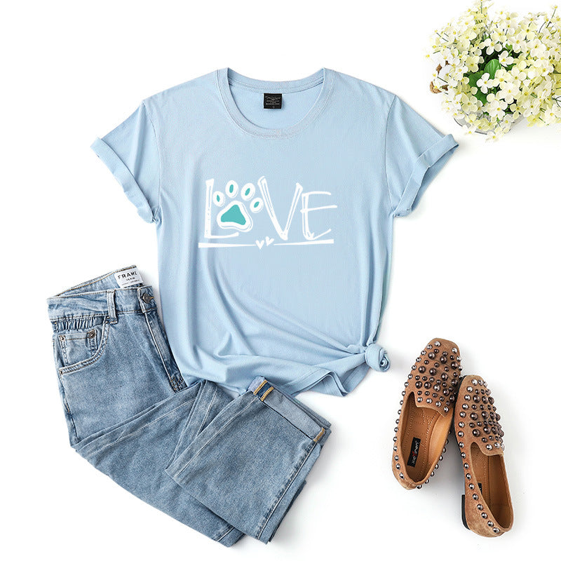 Chic Plus Size Letter Print Loose Cotton T-Shirt