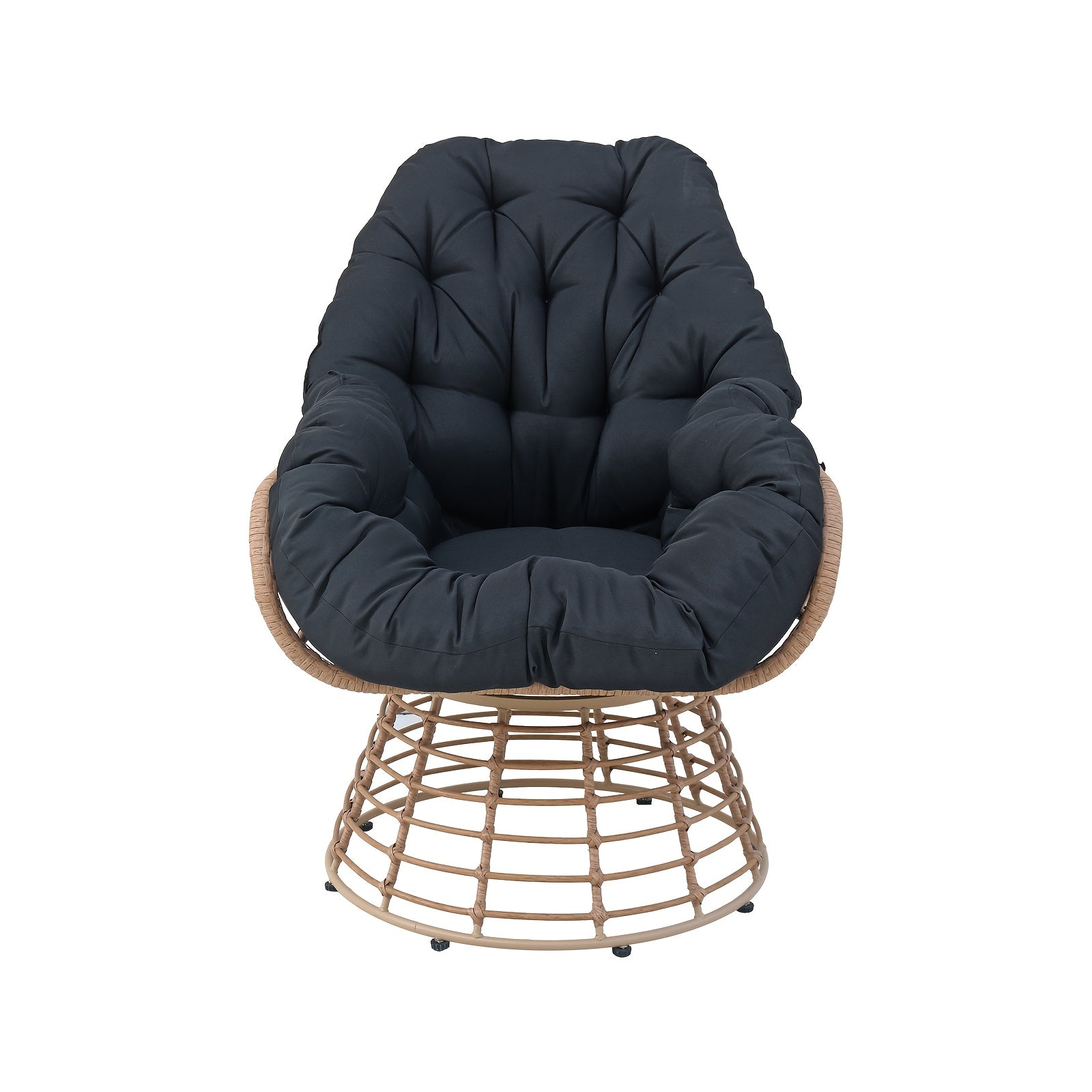 Outdoor Patio Swivel Chair 360 Degree Rotation, Wicker Bistro Set with Thick Cushions, Wicker Lounger Chairs, Rattan Chairs Conversation Set, Coffee Table, Ottoman, Garden Balcony Backyard, Ergonomic Design